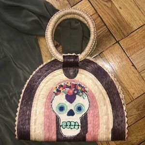 Raffia embroidered handbag